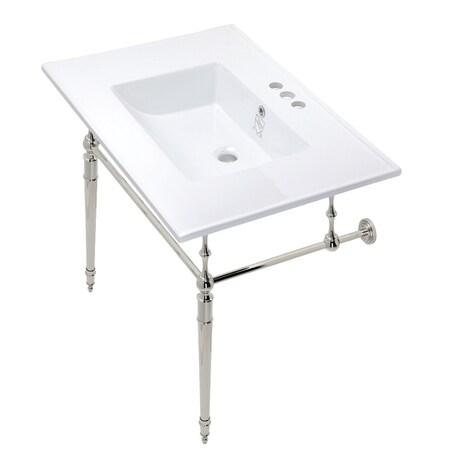 Fauceture KVPB31227W4PN Edwardian 31" Console Sink Set, White/Polished Nickel KVPB31227W4PN